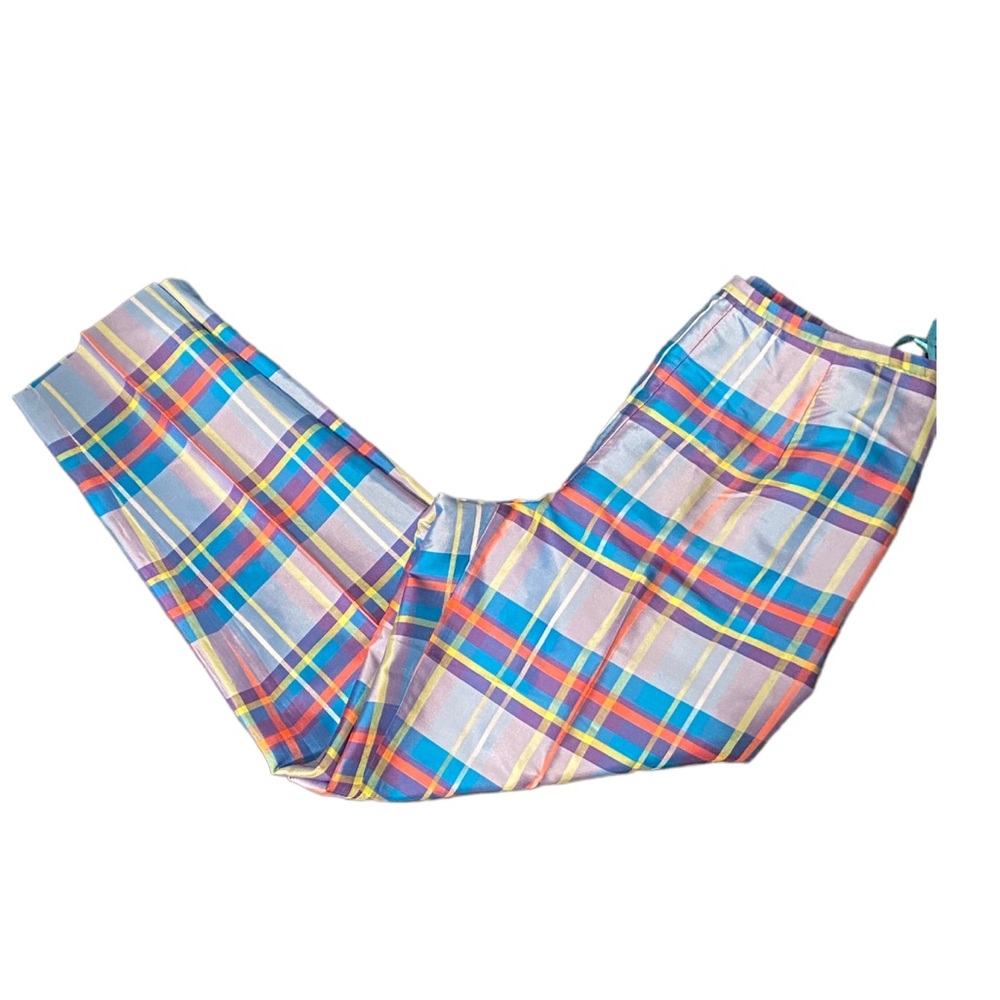 Vintage plaid silk pants